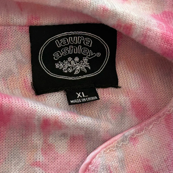 Laura Ashley Pink XL Knit Button Front Sleep Shirt Nightgown HAPPINESS - Picture 3 of 7